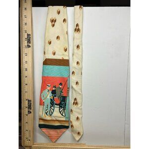 Men's Vintage Warwick Novelty Tie Horse Carriage Print Retro Necktie